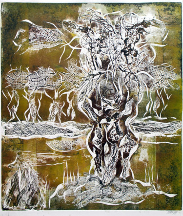 Druckgrafik mit dem Titel "Tree" von Masha Orlovich, Original-Kunstwerk, Radierung