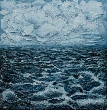 Malerei mit dem Titel "Море и облака" von Mashurova, Original-Kunstwerk, Acryl Auf Keilrahmen aus Holz montiert