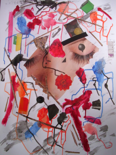 Collagen mit dem Titel "Les pensees sont li…" von Brigitte Anna Henny, Original-Kunstwerk, Collagen