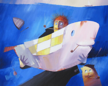「Fishing painting "T…」というタイトルの絵画 Evgeniy Maslovによって, オリジナルのアートワーク, オイル