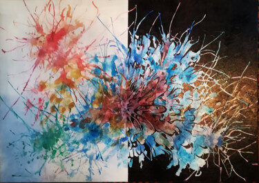 Schilderij getiteld "Flowers - Acrylics…" door Massimo Costantini, Origineel Kunstwerk, Acryl Gemonteerd op Frame voor houte…