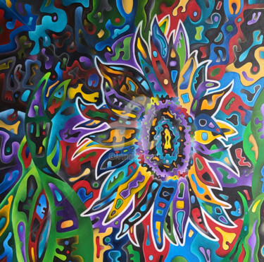 Painting titled "Il Girasole (N.2)" by Massimo Rubbi, Original Artwork, Oil