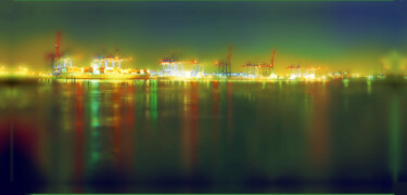 Digital Arts titled "Hafen Hamburg in Gr…" by Master Phago, Original Artwork, 2D Digital Work