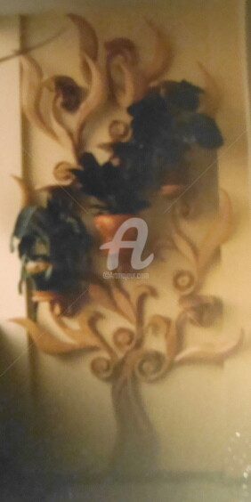 Escultura titulada "FLOWER GARDEN" por Angel Dobrev, Obra de arte original, Madera