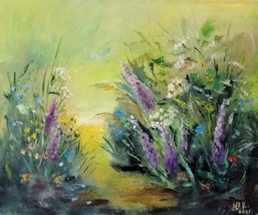 Картина под названием "Цветочный луг" - Yuliya Hmeleva, Подлинное произведение искусства, Масло