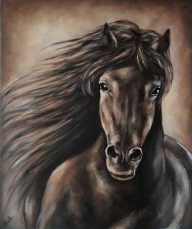 Pittura intitolato "Arabian Horse - ori…" da Mateja Marinko, Opera d'arte originale, Olio