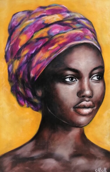 "African woman - ori…" başlıklı Tablo Mateja Marinko tarafından, Orijinal sanat, Petrol