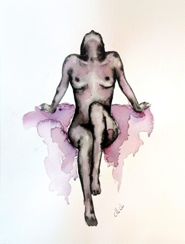 Pintura intitulada "Purple love - origi…" por Mateja Marinko, Obras de arte originais, Aquarela