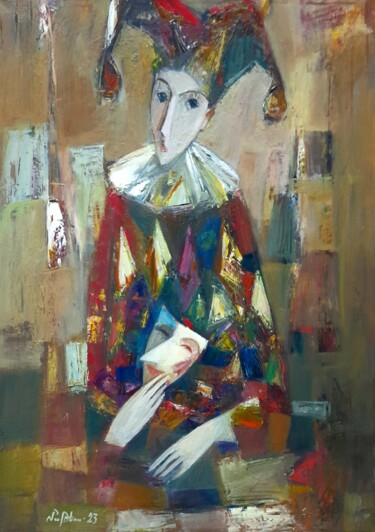 Картина под названием "The Clown (48x65cm,…" - Mateos Sargsyan, Подлинное произведение искусства, Масло Установлен на Деревя…