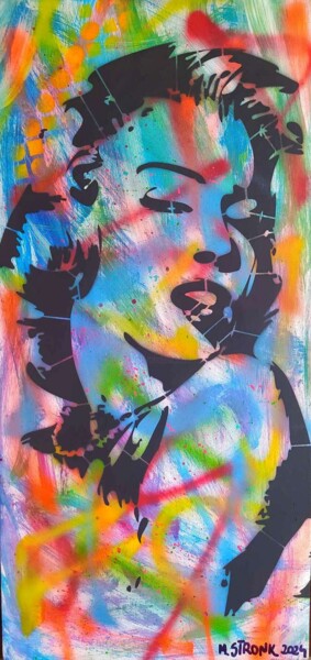 Painting titled "Marilyn Monroe Graf…" by Mateusz Stronk, Original Artwork, Spray paint