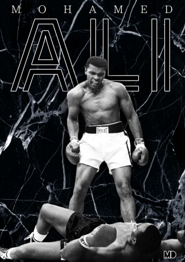 Digital Arts titled "Ali" by Mathieu Dudognon, Original Artwork, Digital Collage Mounted on Plexiglass