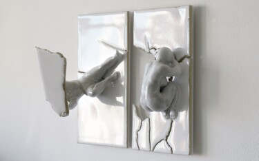 雕塑 标题为“Hann et Xion” 由Mathieu Vaillant, 原创艺术品, 陶瓷 安装在其他刚性面板上