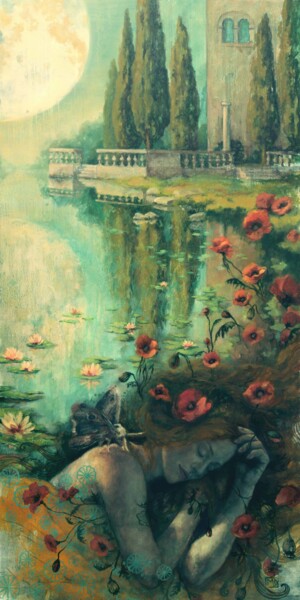 Pintura intitulada "Morphée" por Mathilde Danton, Obras de arte originais, Óleo