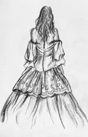 Dessin intitulée "Mariée2" par Mathilde Donne, Œuvre d'art originale, Crayon