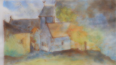 Ζωγραφική με τίτλο "village" από Mathilde Groult, Αυθεντικά έργα τέχνης, Ακουαρέλα