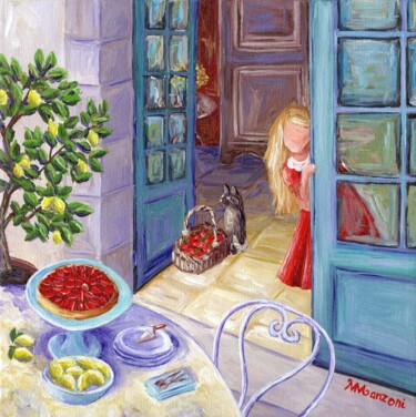 Schilderij getiteld "Gourmandise citron…" door Mathilde Manzoni, Origineel Kunstwerk, Acryl Gemonteerd op Karton