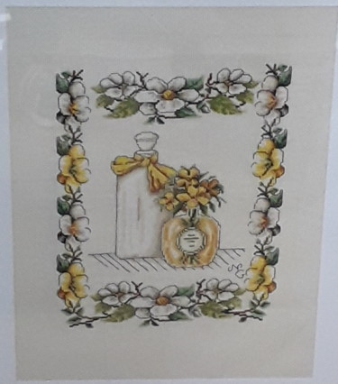 「Eau de parfum」というタイトルのテキスタイルアート Nathalie Gautierによって, オリジナルのアートワーク, 刺繍