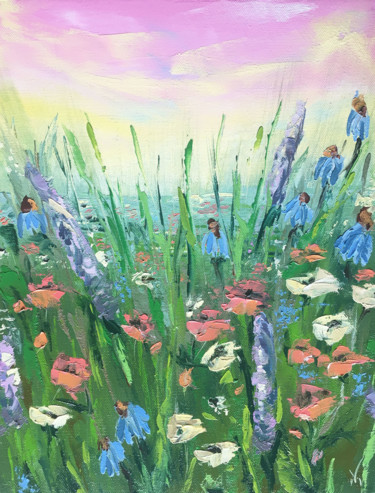 Pittura intitolato "Flowers painting. P…" da Maria Matokhniuk, Opera d'arte originale, Olio