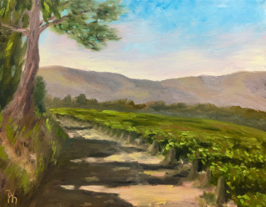 Painting titled "Les vignes de Champ…" by Maria Matokhniuk, Original Artwork, Oil