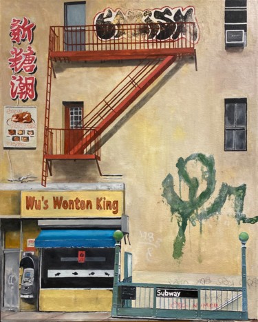 Картина под названием "165 East Broadway" - Mats Pehrson, Подлинное произведение искусства, Масло Установлен на Деревянная р…