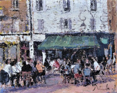 「Bistrot Plein Aire」というタイトルの絵画 Toshio Matsudaによって, オリジナルのアートワーク, オイル