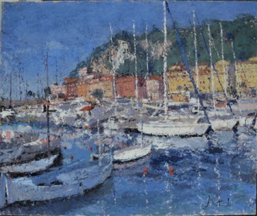 Pittura intitolato "Vieux Port de Nice" da Toshio Matsuda, Opera d'arte originale, Olio