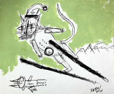 Peinture intitulée "Ski jumping" par Matt Sesow, Œuvre d'art originale, Acrylique