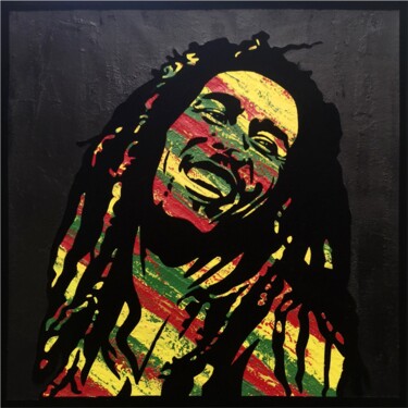 Pittura intitolato "BOB MARLEY" da Matteo Calconi, Opera d'arte originale, Serigrafia Montato su Telaio per barella in legno