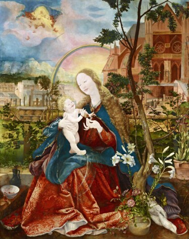 Peinture intitulée "Madone de Stuppach" par Matthias Grünewald, Œuvre d'art originale, Huile