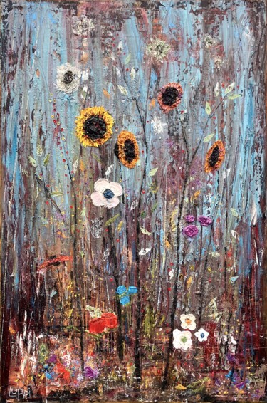 "Swampflowers, Come…" başlıklı Tablo Matthias Lupri tarafından, Orijinal sanat, Petrol Ahşap Sedye çerçevesi üzerine monte e…