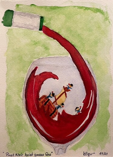 Malerei mit dem Titel "Pinot Noir heisst g…" von Matthias Köppen, Original-Kunstwerk, Aquarell