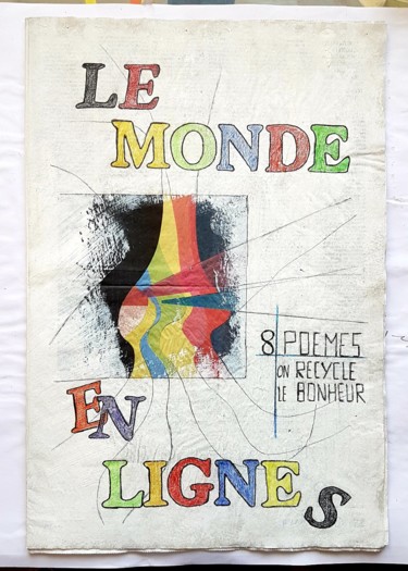 Κολάζ με τίτλο "Le monde en ligne" από Maty, Αυθεντικά έργα τέχνης, Ακουαρέλα