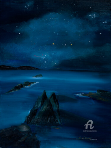 Painting titled "Dark Sky at Night D…" by Maureen Gillespie, Original Artwork, Oil
