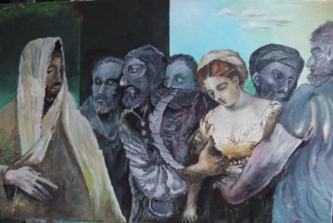 Peinture intitulée "Jésus et la femme a…" par Jean-Louis Maurer, Œuvre d'art originale, Acrylique