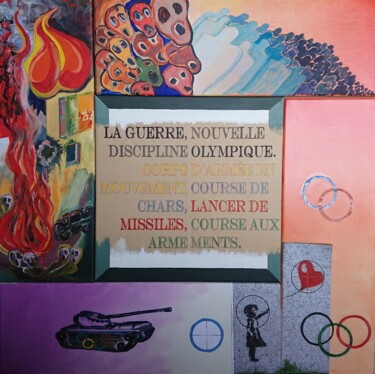 Картина под названием "Guerre et Jeux" - Jean-Louis Maurer, Подлинное произведение искусства, Масло