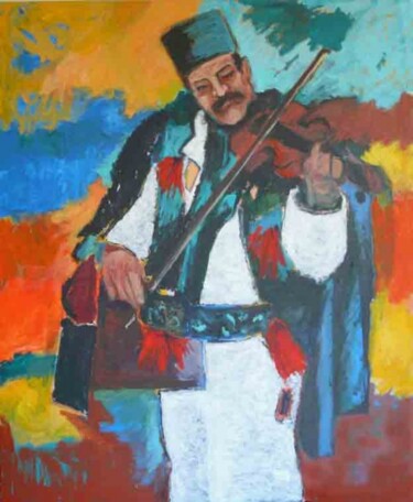 Peinture intitulée "violoniste roumain" par Maurice Boulogne, Œuvre d'art originale