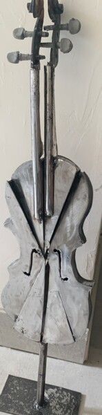 Скульптура под названием "Violon déstructuré…" - Moris, Подлинное произведение искусства, Нержавеющая сталь