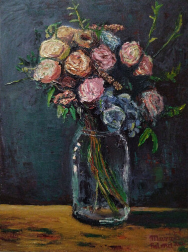 Peinture intitulée "Vessel of Flowers" par Mauricio Palma, Œuvre d'art originale, Huile
