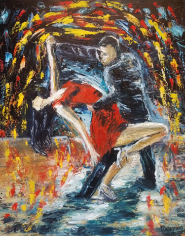 「A couple dancing」というタイトルの絵画 Mauricio Palmaによって, オリジナルのアートワーク, オイル