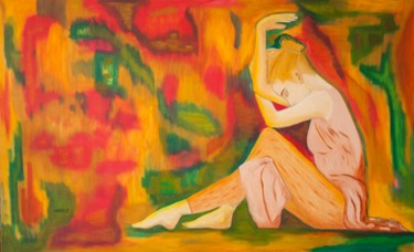 Pintura titulada "A ballerina rests." por Mauricio Galarza Madrid, Obra de arte original, Oleo