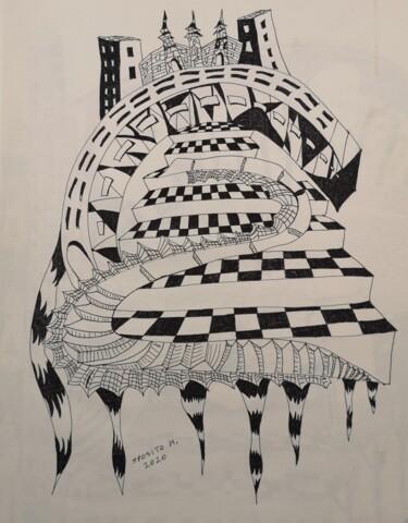 Rysunek zatytułowany „Dragon” autorstwa Mauro Sposito, Oryginalna praca, Długopis żelowy