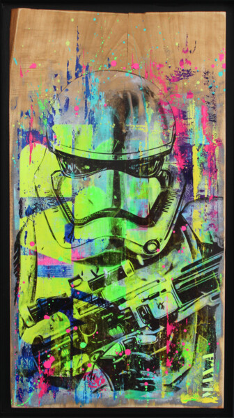 Pintura intitulada "stormtrooper 2023" por Max Andriot, Obras de arte originais, Acrílico Montado em Armação em madeira