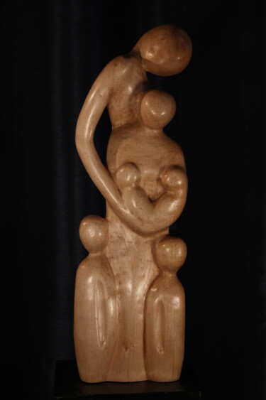 Sculptuur getiteld "Jumeaux" door Max Bernard, Origineel Kunstwerk, Hout