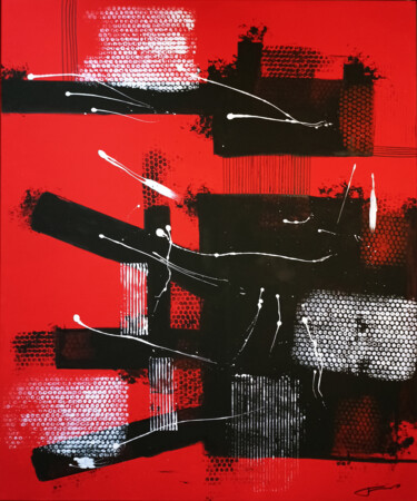 Картина под названием "Rojo #103" - Max Fülöp, Подлинное произведение искусства, Акрил Установлен на Деревянная рама для нос…
