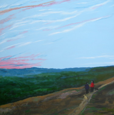 Painting titled "An Evening Walk" by Robert Harris, Original Artwork, Oil