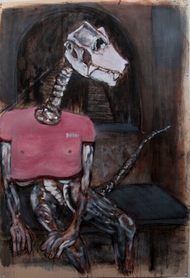 Peinture intitulée "Le squelette dans l…" par Maximilien Dhumerelle (Max Dhum), Œuvre d'art originale, Acrylique