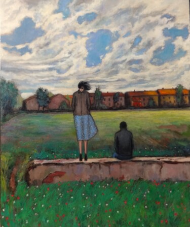 Pittura intitolato "Under an April sky" da Massimiliano Ligabue, Opera d'arte originale, Olio Montato su Telaio per barella…