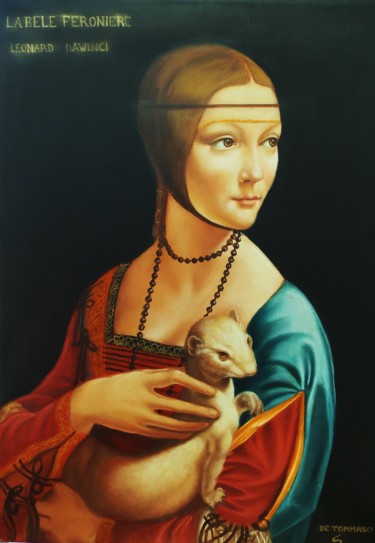 Картина под названием "la-dama-con-l-ermel…" - Salvatore De Tommaso, Подлинное произведение искусства, Масло