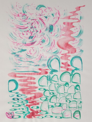 Peinture intitulée "Sumi-x2" par Max Padma, Œuvre d'art originale, Encre