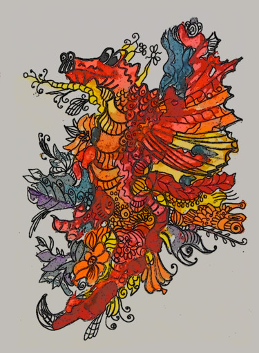 数字艺术 标题为“Мистический дракон” 由Людмила Васильевна Блохина, 原创艺术品, 数字油画